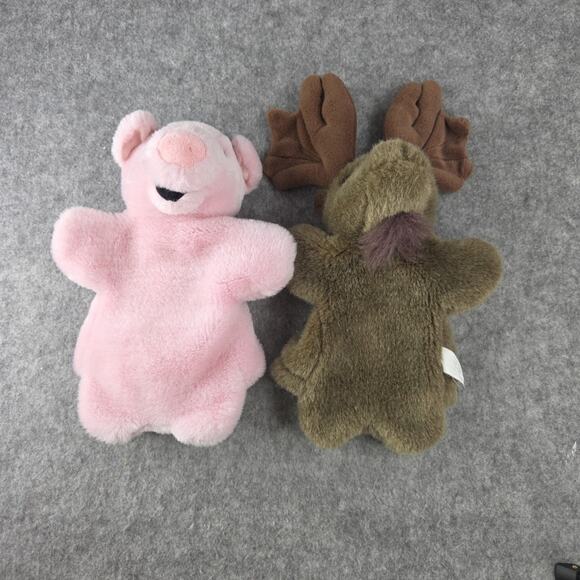 Alma's Designs Hand Puppet Lot Pink Pig Brown Moose Pretend Play Golf Club Cover - Picture 2 of 15